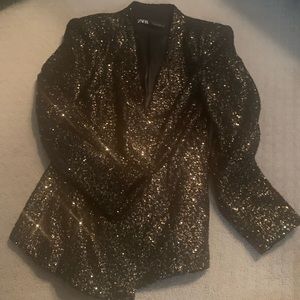 Zara gold black sequins blazer